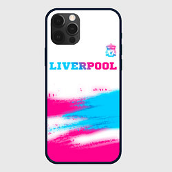 Чехол для iPhone 12 Pro Liverpool neon gradient style: символ сверху, цвет: 3D-черный