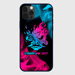 Чехол iPhone 12 Pro Cyberpunk 2077 - neon gradient