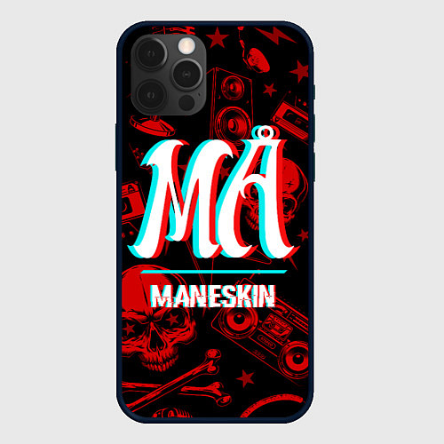 Чехол iPhone 12 Pro Maneskin rock glitch / 3D-Черный – фото 1