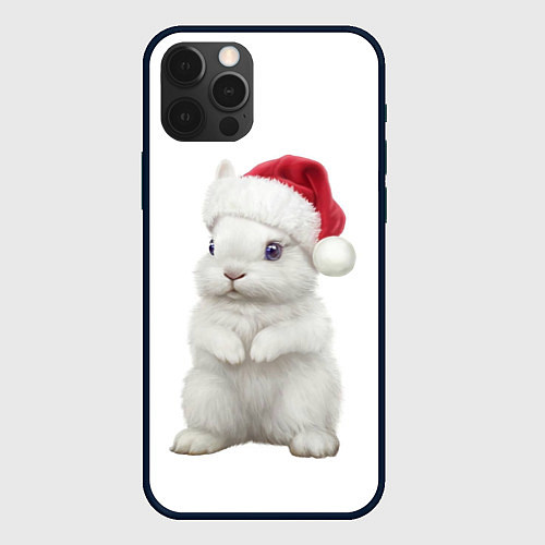 Чехол iPhone 12 Pro Рождественский крольчонок / 3D-Черный – фото 1