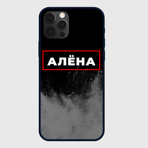 Чехол iPhone 12 Pro Алёна - в красной рамке на темном / 3D-Черный – фото 1