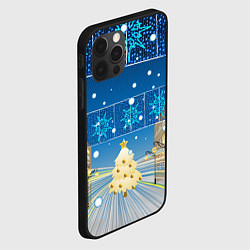Чехол для iPhone 12 Pro Новогоднее настроение - ночной город, цвет: 3D-черный — фото 2