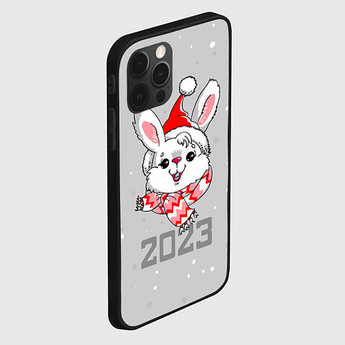 Чехол iPhone 12 Pro Белый кролик в шарфе 2023 / 3D-Черный – фото 2