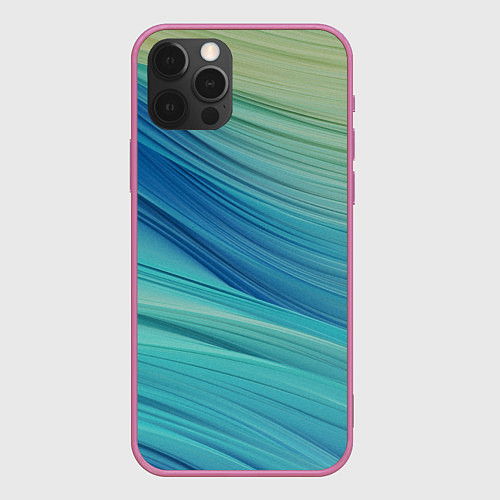 Чехол iPhone 12 Pro Абстрактные синезелёные волны / 3D-Малиновый – фото 1