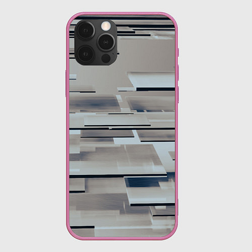 Чехол iPhone 12 Pro Металлические пластины в абстракции / 3D-Малиновый – фото 1