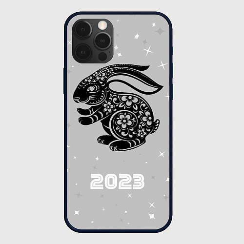 Чехол iPhone 12 Pro Символ 2023 года черный водяной кролик / 3D-Черный – фото 1