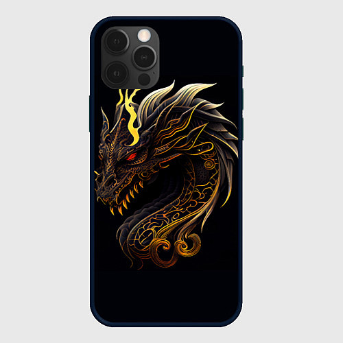 Чехол iPhone 12 Pro Китайский дракон - ирезуми / 3D-Черный – фото 1