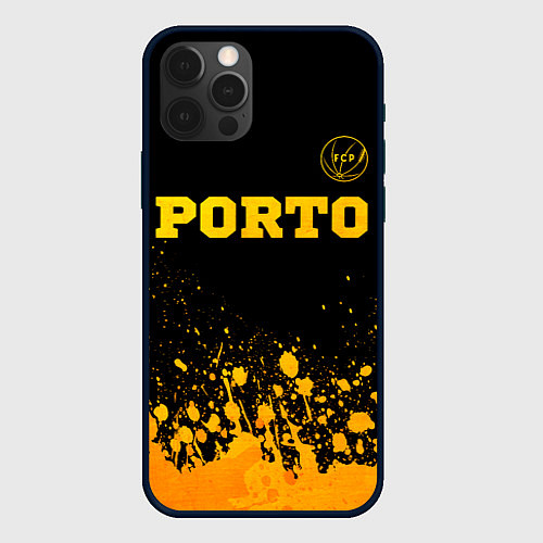 Чехол iPhone 12 Pro Porto - gold gradient: символ сверху / 3D-Черный – фото 1