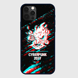 Чехол для iPhone 12 Pro Cyberpunk 2077 в стиле glitch и баги графики на те, цвет: 3D-черный