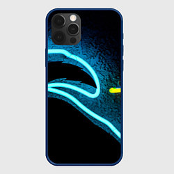 Чехол для iPhone 12 Pro Неоновый разлом - киберпанк броня, цвет: 3D-тёмно-синий