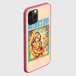 Чехол для iPhone 12 Pro Mothers Day - дитя с матерью, цвет: 3D-малиновый — фото 2