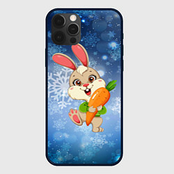Чехол для iPhone 12 Pro Зайчик с большой морковкой, цвет: 3D-черный