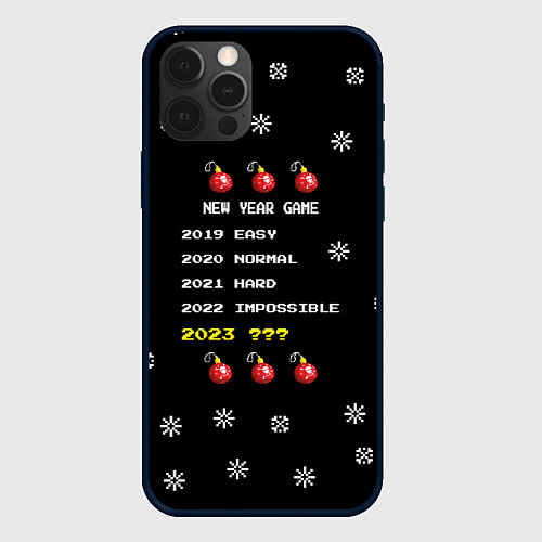 Чехол iPhone 12 Pro New Year Game / 3D-Черный – фото 1