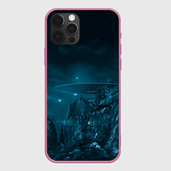 Чехол iPhone 12 Pro Синий космос, горы и нло
