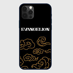 Чехол для iPhone 12 Pro Evangelion anime clouds, цвет: 3D-черный