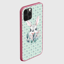Чехол для iPhone 12 Pro Кролик в цветах, цвет: 3D-малиновый — фото 2