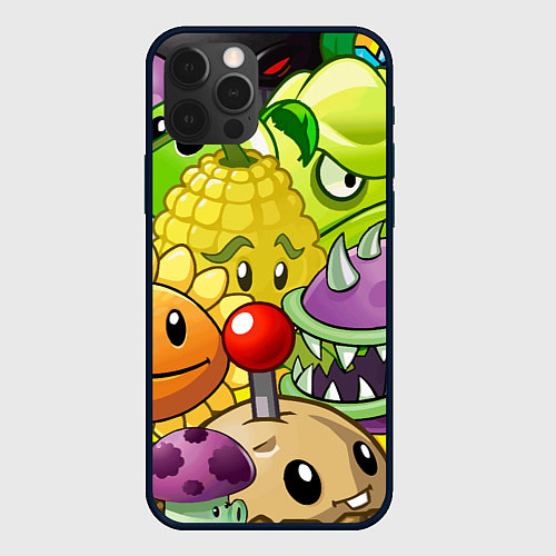 Чехол iPhone 12 Pro Растения против зомби / 3D-Черный – фото 1