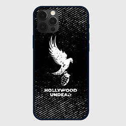 Чехол iPhone 12 Pro Hollywood Undead с потертостями на темном фоне