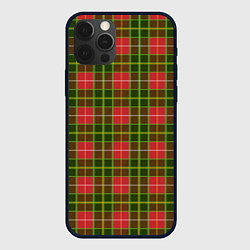 Чехол для iPhone 12 Pro Ткань Шотландка красно-зелёная, цвет: 3D-черный