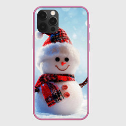 Чехол для iPhone 12 Pro Снеговичёк, цвет: 3D-малиновый