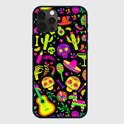 Чехол iPhone 12 Pro Mexican motifs / 3D-Черный – фото 1