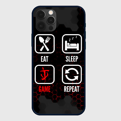 Чехол iPhone 12 Pro Eat, sleep, Doom, repeat / 3D-Черный – фото 1