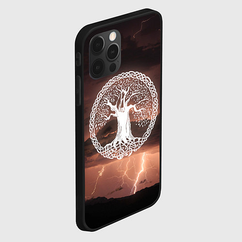 Чехол iPhone 12 Pro Yggdrasil white rune / 3D-Черный – фото 2