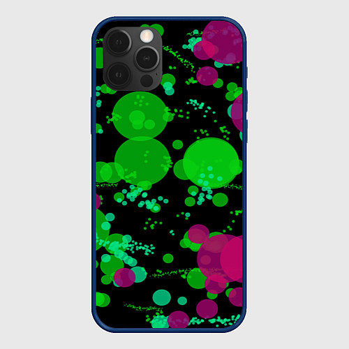 Чехол iPhone 12 Pro Токсичные пузыри / 3D-Тёмно-синий – фото 1