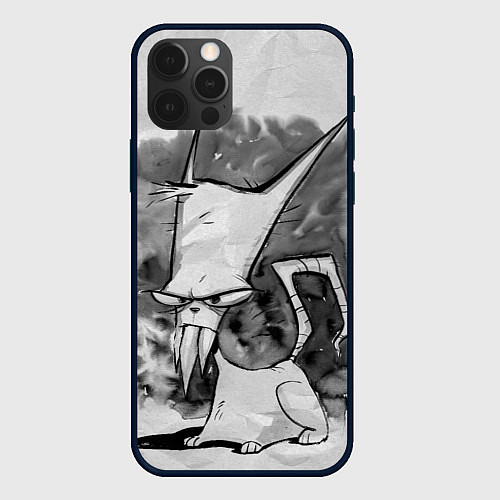 Чехол iPhone 12 Pro Кот зловред - червяк джим / 3D-Черный – фото 1
