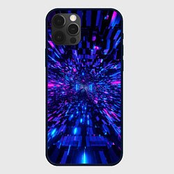 Чехол для iPhone 12 Pro Киберпанк синий неоновый тоннель, цвет: 3D-черный