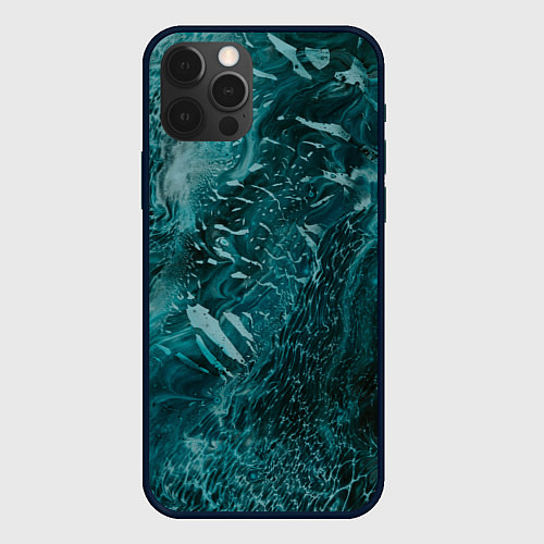 Чехол iPhone 12 Pro Волны абстрактной воды и красок / 3D-Черный – фото 1