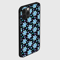 Чехол для iPhone 12 Pro Яркие зимние снежинки с цветными звездами, цвет: 3D-черный — фото 2
