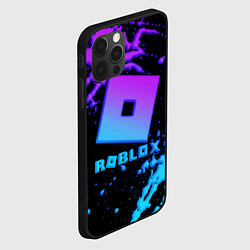 Чехол для iPhone 12 Pro Roblox logo neon gradient, цвет: 3D-черный — фото 2