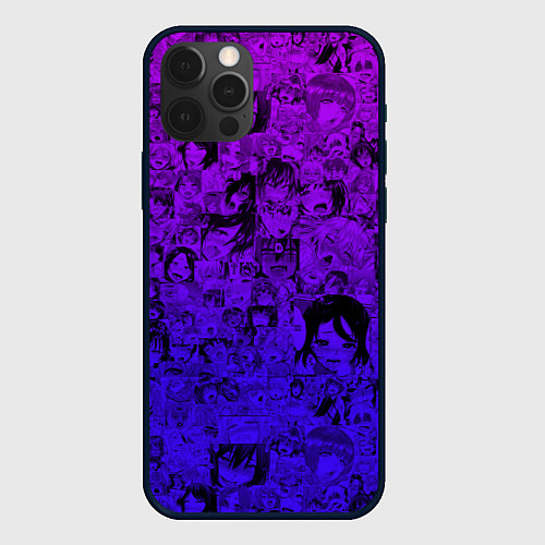 Чехол iPhone 12 Pro Ахегао яркий градиент / 3D-Черный – фото 1