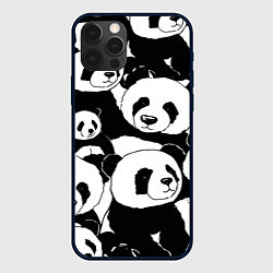 Чехол для iPhone 12 Pro С пандами паттерн, цвет: 3D-черный