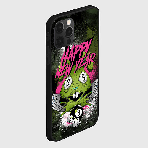 Чехол iPhone 12 Pro Geen rabbit happy new year / 3D-Черный – фото 2