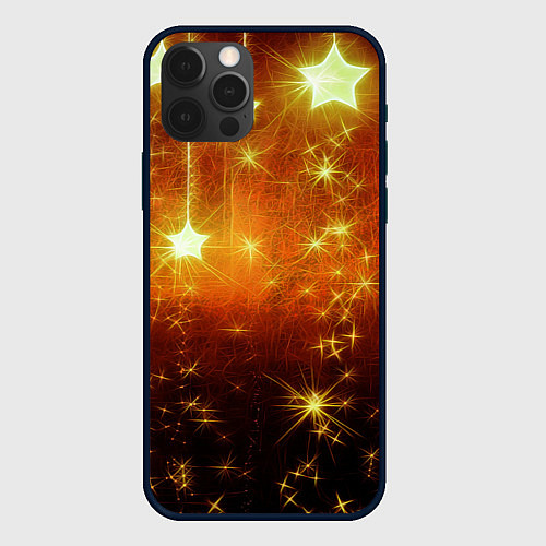 Чехол iPhone 12 Pro Золотистае звёзды / 3D-Черный – фото 1
