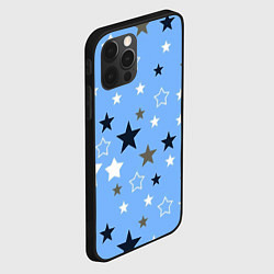 Чехол для iPhone 12 Pro Звёзды на голубом фоне, цвет: 3D-черный — фото 2