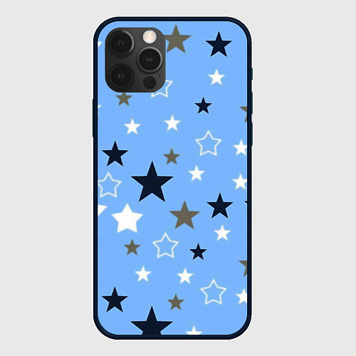 Чехол iPhone 12 Pro Звёзды на голубом фоне / 3D-Черный – фото 1