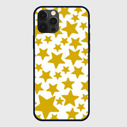 Чехол для iPhone 12 Pro Жёлтые звезды, цвет: 3D-черный