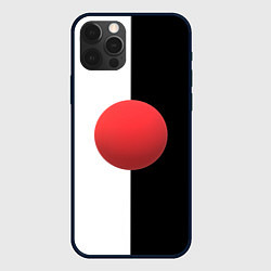 Чехол для iPhone 12 Pro Красный шар на черно-белом фоне с объемным эффекто, цвет: 3D-черный
