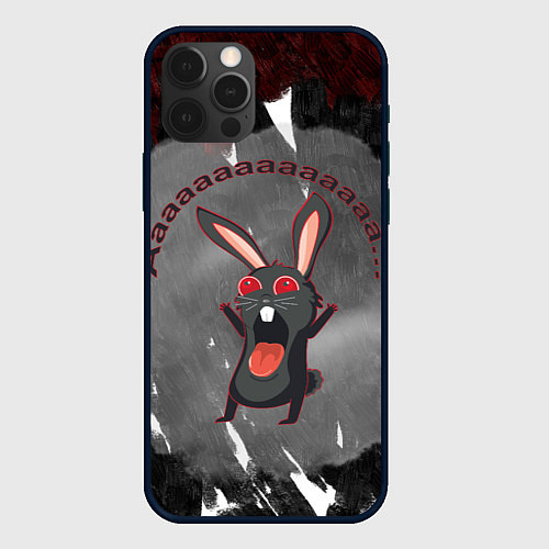 Чехол iPhone 12 Pro Черный кролик вопит как сумасшедший / 3D-Черный – фото 1