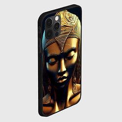 Чехол для iPhone 12 Pro Нейросеть - золотая статуя египетской царицы, цвет: 3D-черный — фото 2