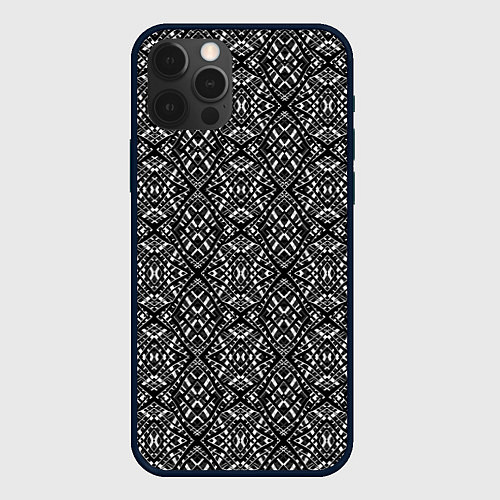 Чехол iPhone 12 Pro Черно-белый геометрический узор Скандинавия / 3D-Черный – фото 1