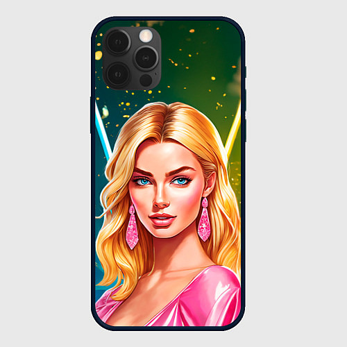 Чехол iPhone 12 Pro Нейросеть - Барби Марго Робби аниме / 3D-Черный – фото 1