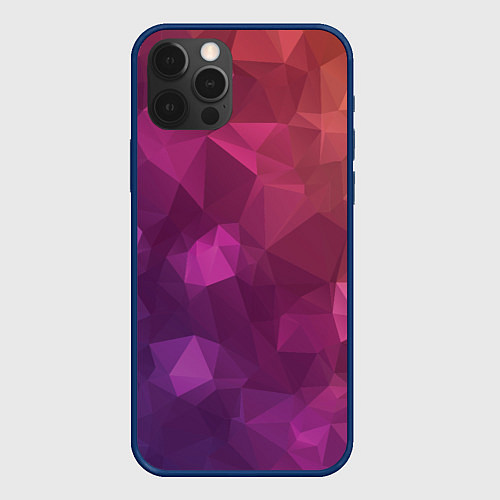 Чехол iPhone 12 Pro Разноцветные полигоны / 3D-Тёмно-синий – фото 1