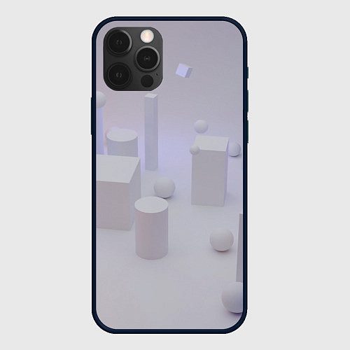 Чехол iPhone 12 Pro Светлые геометрические шары и кубы / 3D-Черный – фото 1