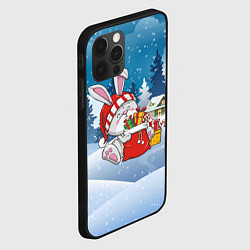 Чехол для iPhone 12 Pro Зайчик с новогодними подарками, цвет: 3D-черный — фото 2