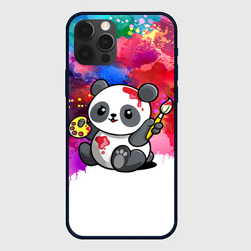 Чехол iPhone 12 Pro Милый пандёныш - великий художник / 3D-Черный – фото 1