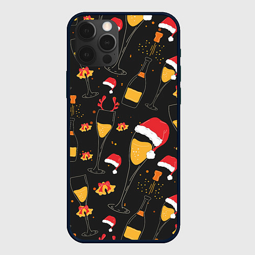Чехол iPhone 12 Pro Брызги шампанского / 3D-Черный – фото 1